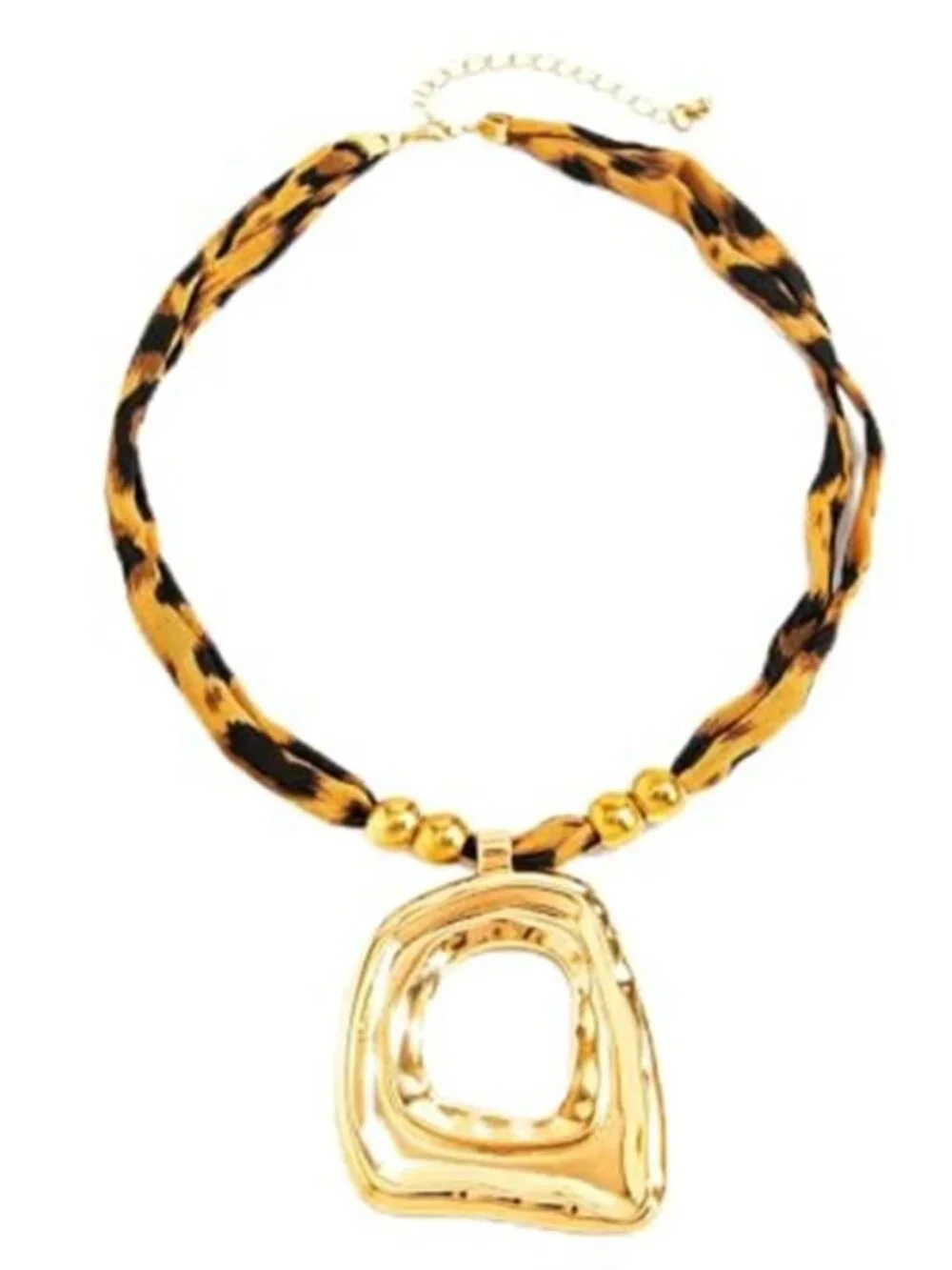 Leopard Scarf Necklace Gold Plated Square Pendant Boho Choker for Women
